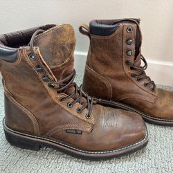 JUSTIN MEN'S RUGGED TAN SQUARE STEEL TOE WORK BOOTS
