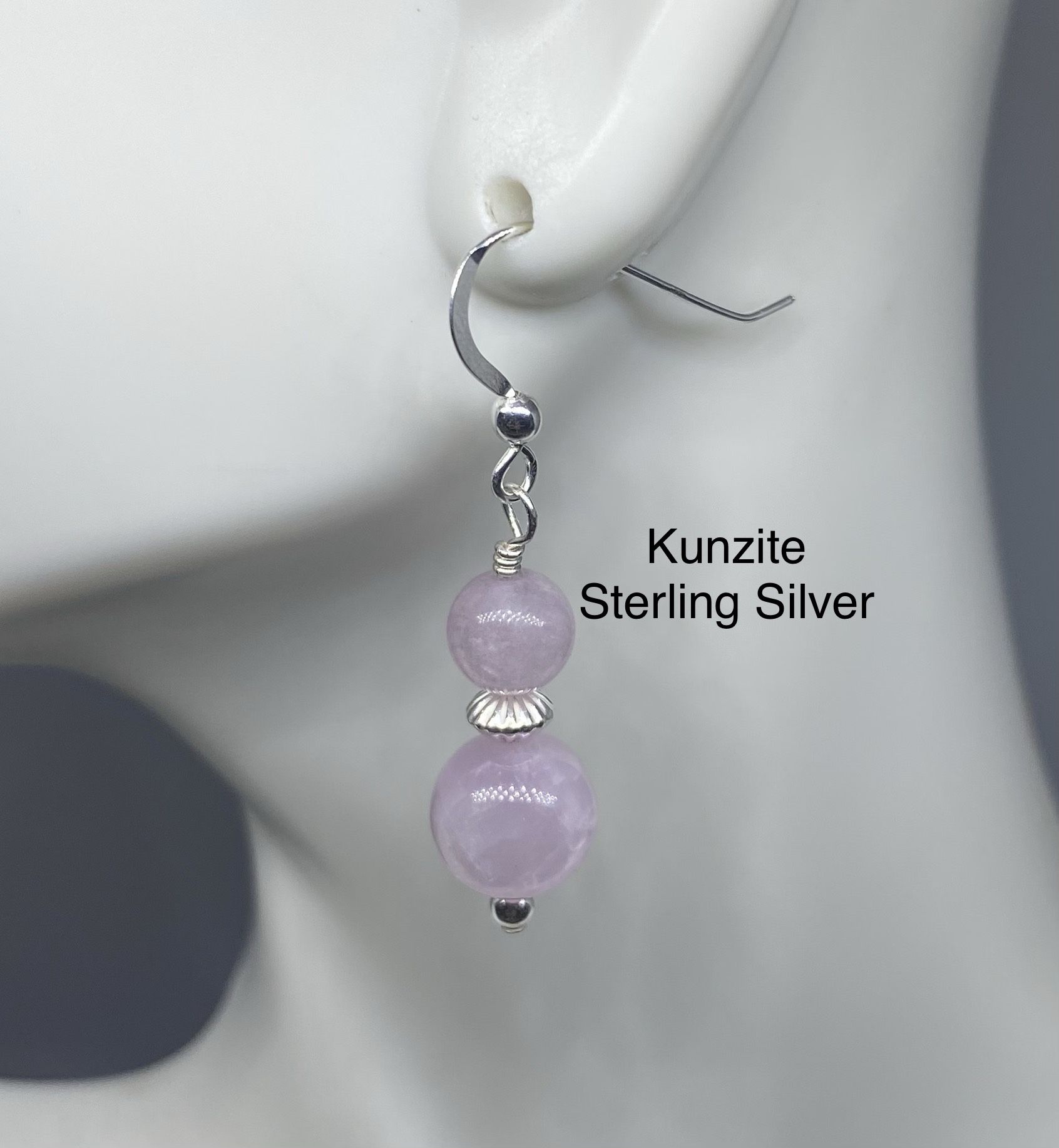 Kunzite Genuine Stone .925 Hand Stamped Sterling Silver Earrings