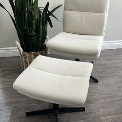 LUCKWIND Armless Chair with Ottoman, Modern Living Room Chair Set, Double Padded Sofa Chair, Ergonomic Height Adjustable Cushioned Swivel Task Chairs,