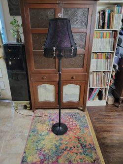 Gothic victorian.Floor Lamp with Purple Lace Shade