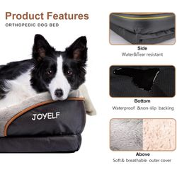 JOYELF Large Memory Foam Dog Bed, Orthopedic Dog Bed & Sofa with Removable Washable Cover and Squeaker Toy as Gift1010-