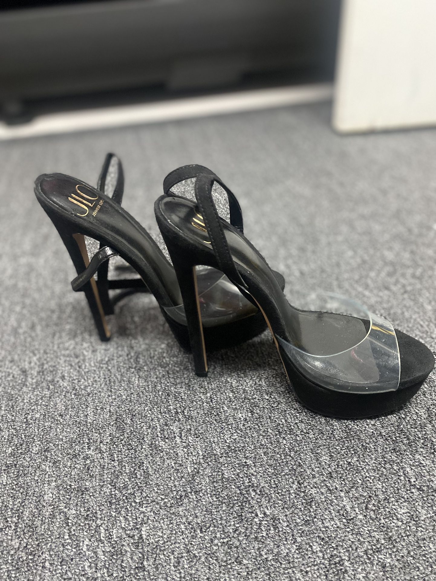 Black stiletto J Lo heels