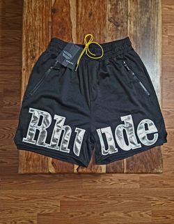 RHUDE Men's Black & Silver Athletic Shorts