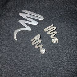 Vintage 925 Silver Brooch & Earrings With Crystal 