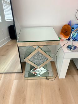 2 glass end tables