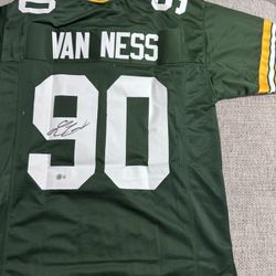 Lukas Van Ness Signed Autograph Custom Jersey - Beckett Coa - Green Bay Packers