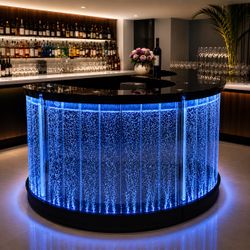 Luxury LED Bubble Bar Counter – Custom Illuminated Bubble Bar – Modern RGB Bubble Reception Desk