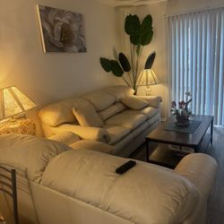 Beige Leather Couch
