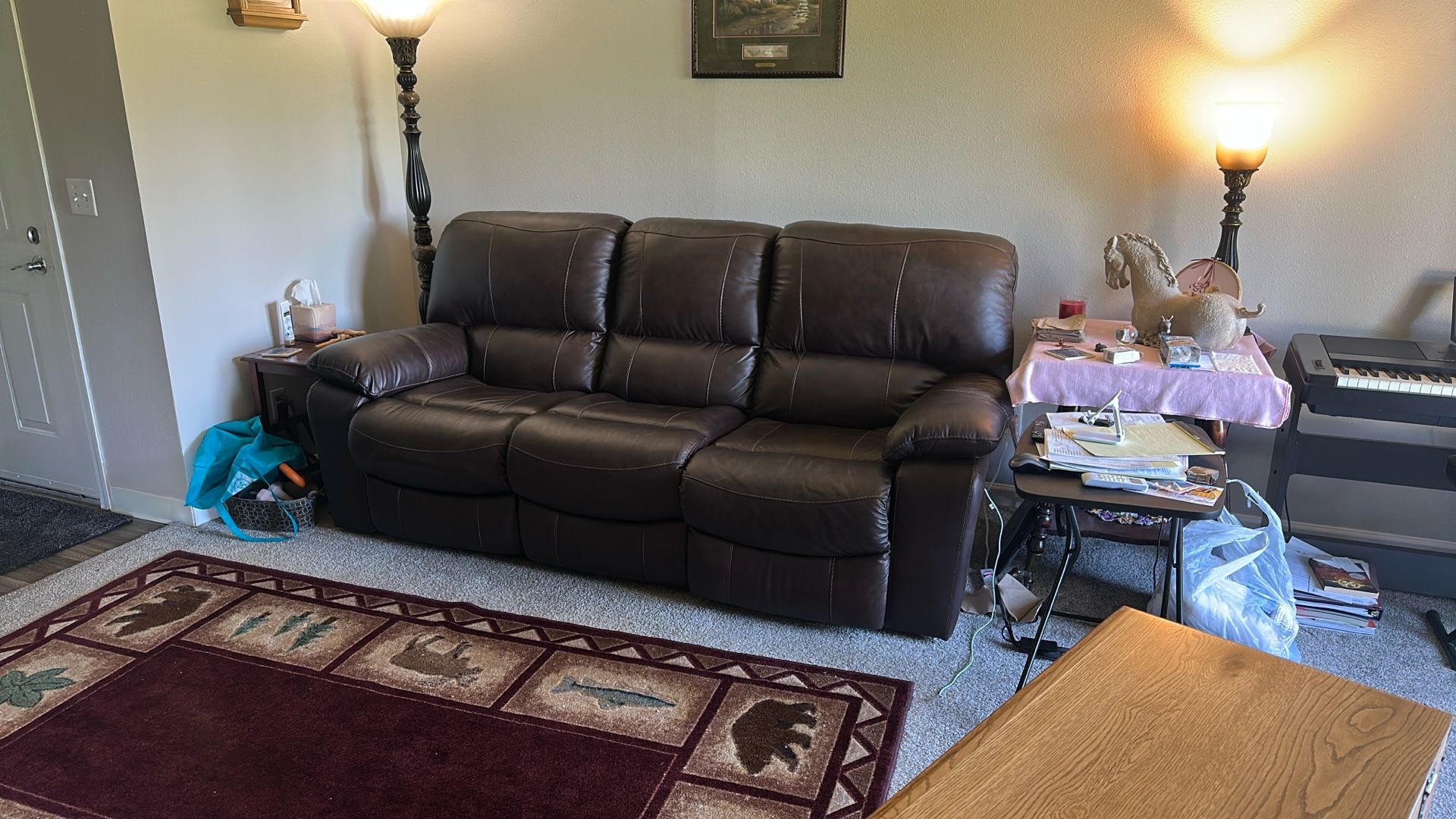 Vinyl Couch W/2 Electric Recliners
