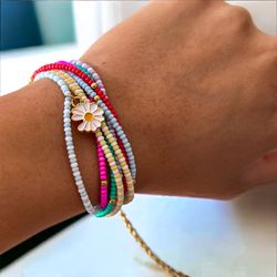 Hand Beaded Bracelet Colorful Seed Bead Bracelet Teen Jewelry Every Day Bracelet Rice Beads Bracelet Handmade By Designer