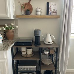 Coffee bar Table With Storage Shelves