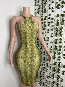 Green Snake Skin Bodycon Dress