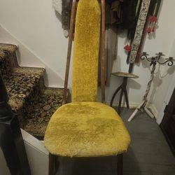 Fabulous Mid-century Teak And Crushed Velvet  Chair