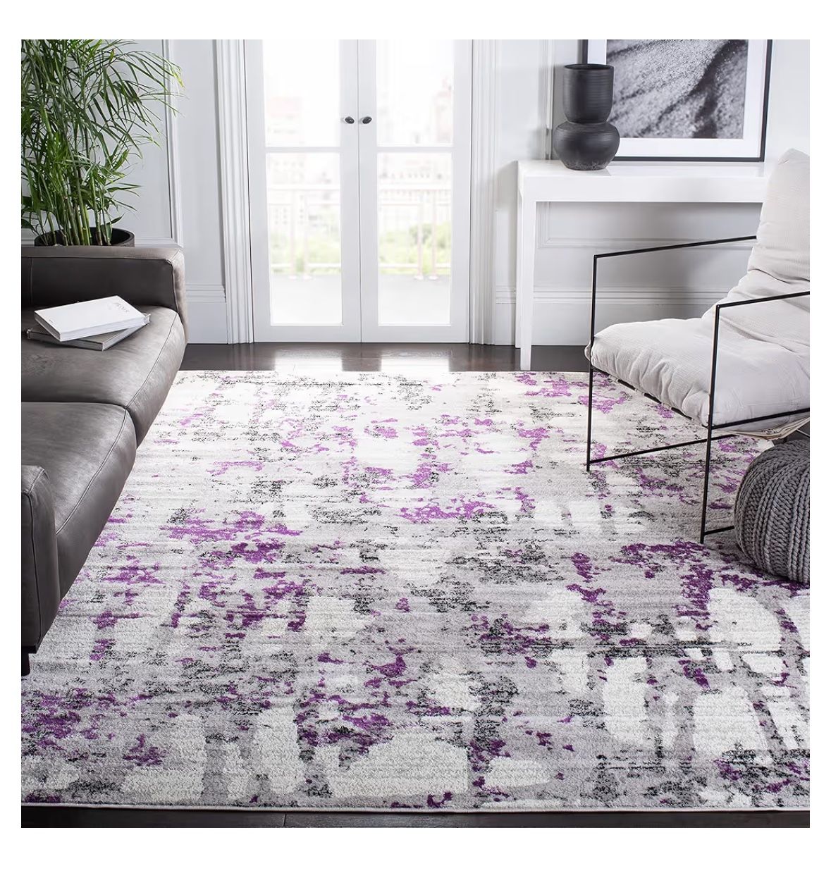 SAFAVIEH Skyler Collection Area Rug - 8' x 10', Grey & Purple, Modern Abstract Design, Non-Shedding & Easy Care, Ideal for High Traffic Areas in Livin