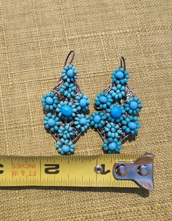Turquoise drop earrings, authentic, vintage