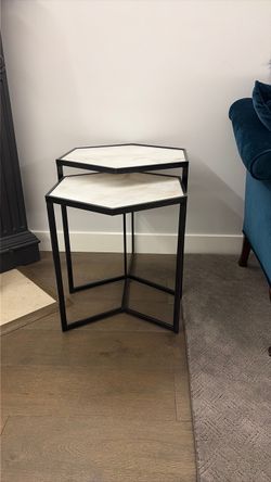 Black with white marble nesting tables