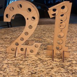 Wooden numbers “21” for a 21st birthday gift
