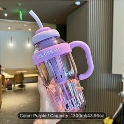 40oz Clear Plastic Tumbler with Handle | Reusable Leak-Proof BPA-Free Water Bottle for Iced Coffee, Tea, Juice, Boba, Smoothies | Wide Mouth | Single-