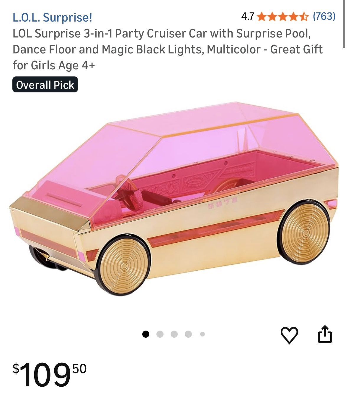 LOL Surprise Doll 3-In-1 Party Cruiser Car Pool, Dance Floor Magic Black light