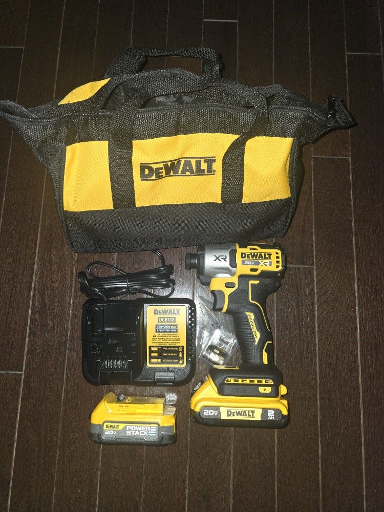 
DEWALT
20V MAX XR Lithium-Ion Cordless Brushless 1/4 in. 3-Speed Impact Driver Kit with 2Ah and 1.7Ah Batteries, Charger & Bag