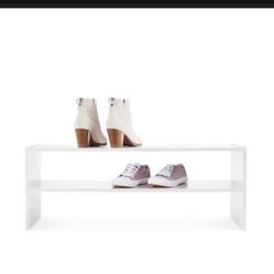 2 White Shoe Rack Stackable Storage Shelves For Stacking