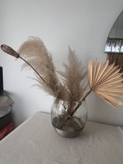 Glass vase with metal detail