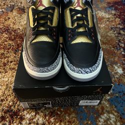 Jordan Retro 3 Black Cement  Gold 