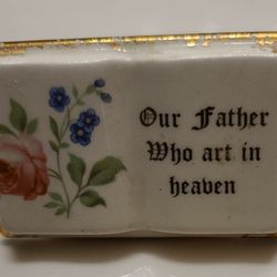 Vintage Religious Porcelain Ceramic “LORD'S PRAYER Book with Gold Trim
