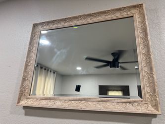 Ornate Cream Floral Framed Wall Mirror