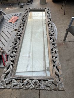 Large Ornate Carved Wood Wall Mirror
