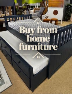 Twin/twin size baby navy daybed with orthopedic mattress included