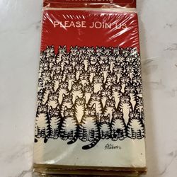 🔥RARE 1970's American Greetings B. Kliban Invitations Please Join Us 8 ct 🔥New