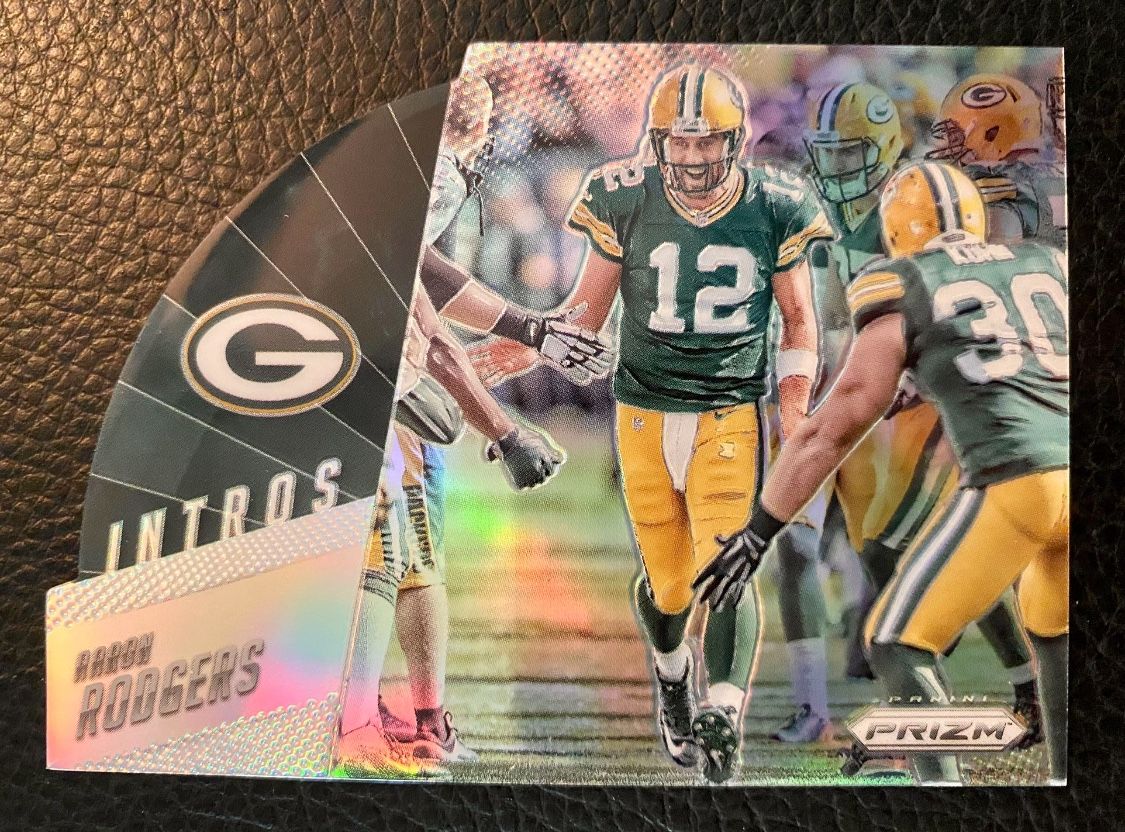 Aaron Rodgers 2015 Panini Prizm Football #I11 INTROS DIE CUT SILVER PRIZM INSERT!