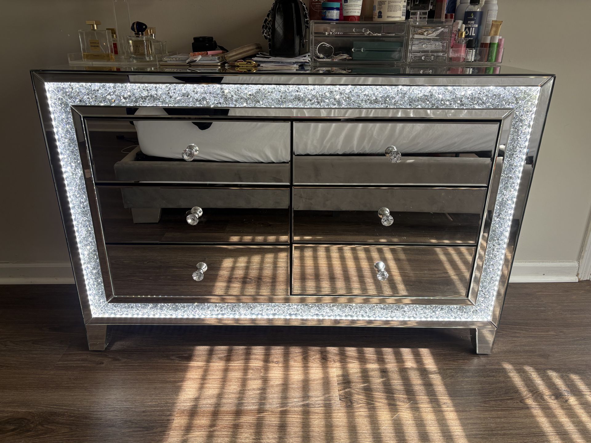 Mirrored LED Light Dresser – Glam Style – $200 OBO