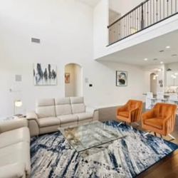 Move out sale- Italian Custom Leather Sofa & Area Rug