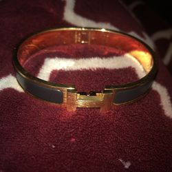 Hermes Gold Enamel Bracelet 