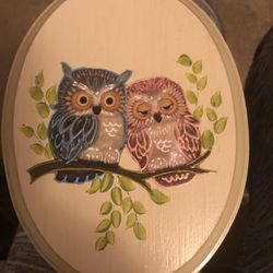 2 Hand Painted Owl Pictures