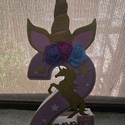 Unicorn 2nd Birthday Number Sign Centerpiece for Girls 11.8 Inch Number Wooden Table Decoration Unicorn Party Supplies for Kids Birthday Anniversary. 