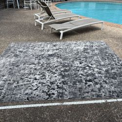 Mixed Grey Abstract Soft High-Low Design Area Rug, 7 X 10