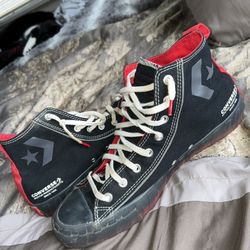 Converse All Star UNT1TL3D Canvas High Top Shoes Black & Red Sz 12