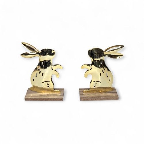 Target Spritz Gold Colored Metal Display Standing Easter Bunnies Set Lot Décor