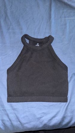 Black Ribbed Halter Crop Top