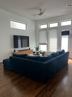 Chaise Sectional in Performance Velvet, Midnight, Black