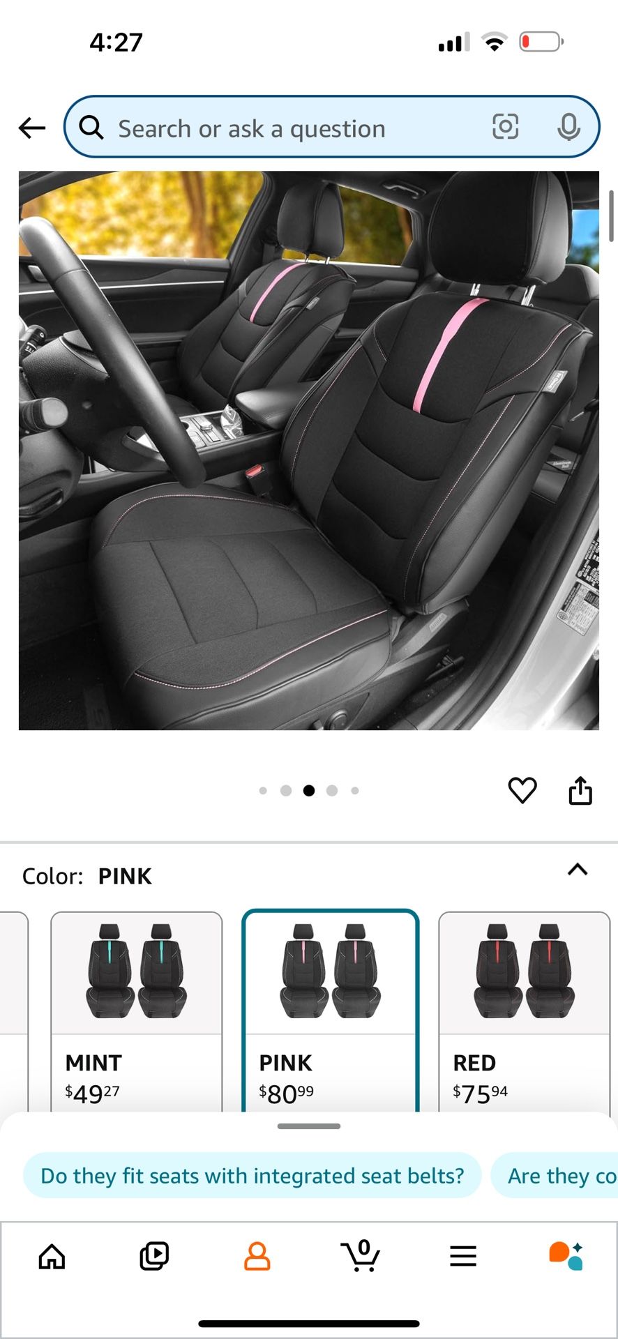 Black With Pink Seat Cover NEW 