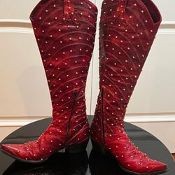OLD GRINGO HOSIFOOKAMI Studs Tall Knee High Red Cowgirl Western Boots SZ8