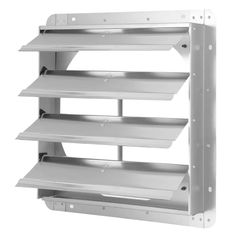 16-Inch Square Aluminum Automatic Gravity Shutter Louver Vent, Silver