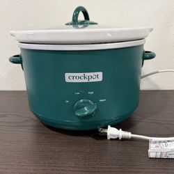 Used Crock-Pot 4.5qt Slow Cooker Ponderosa Green: Ceramic Stoneware, 3 Settings, Stay-Cool Handles, Dishwasher-Safe Parts