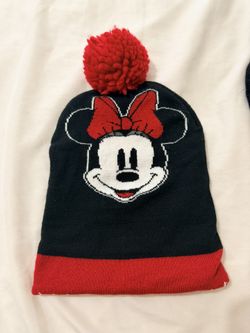 Disney Minnie Mouse Black and Red Pom-Pom Hat