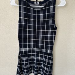 Theory Sleeveless Plaid Flare hem Women's Tank Top Size P