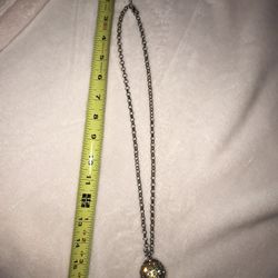 Long Gold Necklace With Crystal Studded Ball